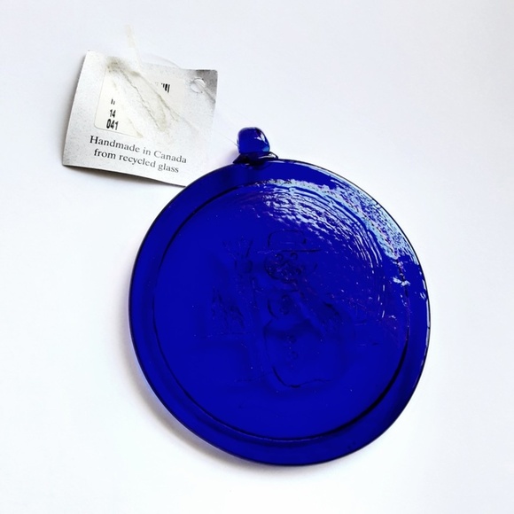 Kitras Art Glass Ornaments Suncatchers Set of 2 Snowflake Snowman 3.5 in Blue - Picture 11 of 14